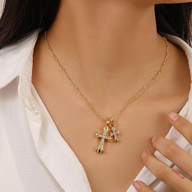 Double Cross Necklace